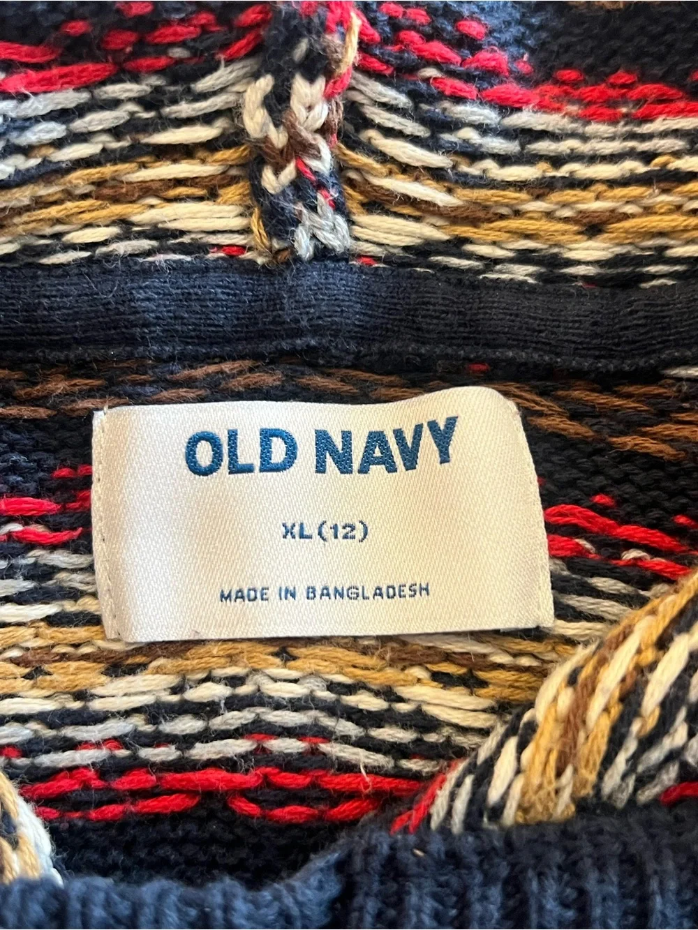 Old Navy Girls Black Navy Fair Isle Hooded Sweater dress